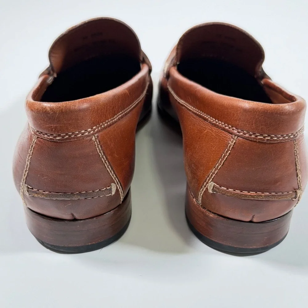 Trask Genuine Handsewn Brown Leather Penny Loafers Men's 10.5M Made in Italy